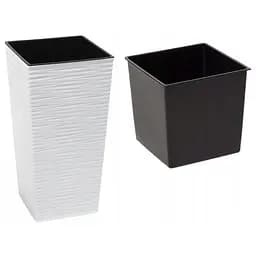 Вазон для квітів Lamela Фінезія Долото з вкладкою 19х19х37см кремовий (000024502) - мініатюра 2