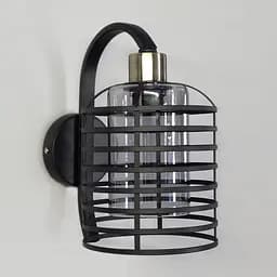 Бра в стилі Лофт у чорному корпусі з овим плафоном Арт. 8175/1W BK+GR (12056/1) Line F