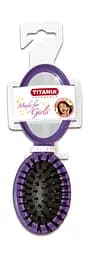 Масажна складна щітка для волосся із дзеркалом Titania Girl, 8,5 см, ліловий (1774 Girl лил)