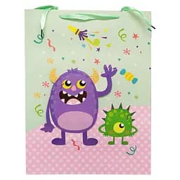 Подарочный пакет "Монстрики" Bambi 2373L, 40 х 30 х 0,1 Зеленый