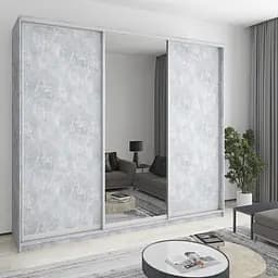 Шкаф-купе трехдверный MebelStar Комбо AL 2ДСП/Зеркало 270x60x240 см Бетон (MBS-2157)