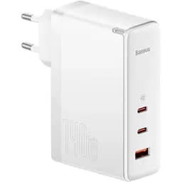 Мережевий зарядний пристрій Baseus GaN5 Pro 3 порти 1*USB + 2*Type-C 140 W (CCGP100202) білий