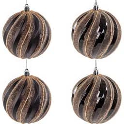 Набір ялинкових прикрас Elen Dekor 10 см 4 шт. чорний з золотим (822-011)