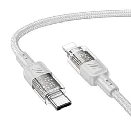 Кабель Hoco Type-C to Lightning Spirit PD transparent charging data cable U129, 27W, 1.2 м (6942007612395) серый