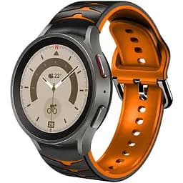 Ремінець для Samsung Galaxy Watch 5 Pro 45mm - чорно-жовтогарячий ширина кріплення 20мм силікон Watchbands Scales (W19-7WB61211110)