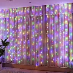 Новорічна світлодіодна гірлянда-штора Роса 3x2 м з 200 кольоровими LED-лампочками та живленням USB - мініатюра 7