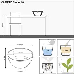 Вазон Lechuza Cubeto Stone 40 кварцовий білий (13847) - мініатюра 4