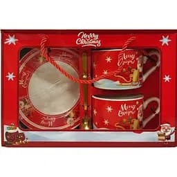 Набор Gee! Новогодние кружки 250 мл, ложечки и тарелочки по 2 шт. в коробке красный kr-2025-5 (2414775325)