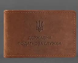 Кожаная обложка на удостоверение Государственной налоговой службы светло-коричневая Crazy Horse