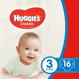 Підгузки Huggies Classic 3 (4-9 кг), 16 шт.