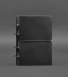 Шкіряний блокнот А5 на кільцях (софт-бук) 9.0 в м'якій чорній обкладинці