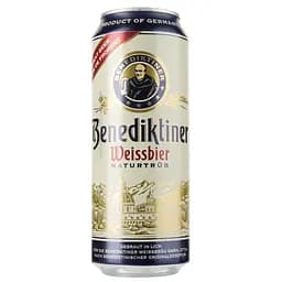 Пиво Benediktiner Weissbier, светлое, нефильтрованное, ж/б, 5,4%, 0,5 л