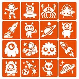 Набор трафаретов для био-тату "Монстры и ракеты №2" Fresh Tattoo monsters-and-rockets-2-6x6-16