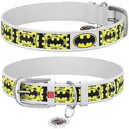 Нашийник для собак Waudog Design шкіряний з QR паспортом, малюнок Бетмен4, S, Ш 15 мм, Дов 26-35 см (4823089322704)
