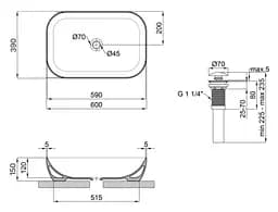 Комплект Qtap Robin: Раковина накладна прямокутна 600x390x150 мм White + Донний клапан PU02 (QT13112143PWN47297) - мініатюра 6
