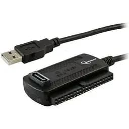 Адаптер Usb Cablexpert, черный, Usb 2.0 - SATA / IDE 3.5" / IDE 2.5", 1 м, блок питания (12V / 2A) в комплекте (AUSI01)
