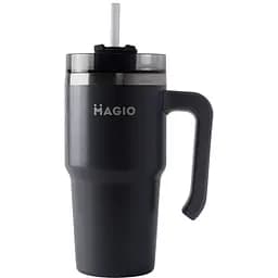 Термокружка с соломинкой Magio MG-1085 вакуумные стенки 600 мл серая