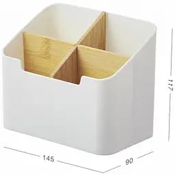 Органайзер для дрібниць МВМ My Home Scandinavia 14.5х9х11.7 см білий (FH-47 WHITE/WOOD) - мініатюра 6