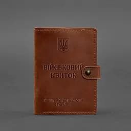 Шкіряна обкладинка-портмоне для військового квитка 15.0 світло-коричнева Crazy Horse - мініатюра 5