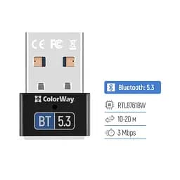 Bluetooth-адаптер ColorWay BT 5.3 (CW-AD-BT53) - мініатюра 6