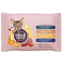 Корм вологий для котів Delickcious Набір №2 330 г (85 гх2 шт., 80 гх2 шт.)