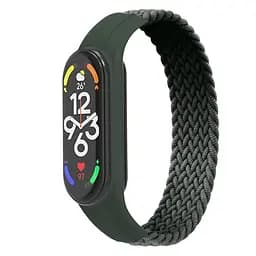 Ремінець для Xiaomi Mi Band 7/6/5/4, Braided Solo Loop, зелений, розмір L, нейлоновий плетений браслет, еластичний змінний ремінець для фітнес-трекера з надійним кріпленням, ArmorStandart (ARM58760)