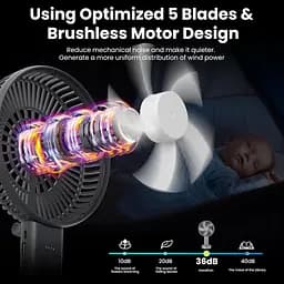 Портативний вентилятор HandFan 6" 4000 мАч з батарейним живленням - мініатюра 4