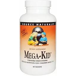 Вітаміни та мінерали для дітей Source Naturals Mega-Kid зі смаком ягід 60 жувальних таблеток