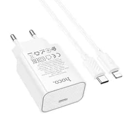 МЗП Hoco C143A Benefit PD20W (1USB-C) + кабель Type-C to Lightning White - мініатюра 3