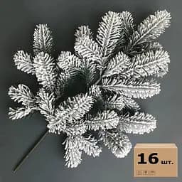 Гілка хвойна Hvoya Premium лита зелена засніжена 53 см 16 шт.