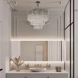 Кришталева потрійна люстра із сріблом у двох розмірах Line.F Діаметр 50см