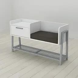 Банкетка с прикроватной тумбочкой Ferrum-decor Бланка 540x1000x320 металл Серый ДСП Белый 16 мм (FRD-103038)