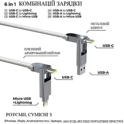 Кабель Rolling Square inCharge XL 30 см білий (XLS02R) - мініатюра 2