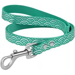 Поводок для собак BronzeDog Barksi Classic кожаный с серебряным тиснением Море L 1 120х1.6 см бирюзовый
