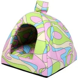 Лежак-будиночок для котів та собак Teremok Піраміда Д 119, №2, 48х48х48 см, в асортименті