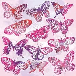 Декупажные салфетки Ambiente Бабочки акварельные розовые 33х33см 18.5 г/м2 20 шт.