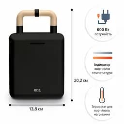 Вафельниця та сендвічниця 2в1 ADE чорна з тефлоновим покриттям (KG2138-3) - мініатюра 5