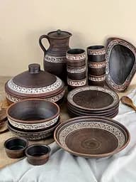 Столовый сервиз керамической (глиняной) посуды на 6 человек Ангоб