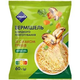 Вермішель швидкого приготування Премія зі смаком грибів негостра 60г