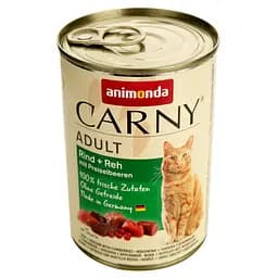 Вологий корм для котів Animonda Carny Adult Beef + Venison with Cowberries з яловичиною, олениною та брусницею, 400 г