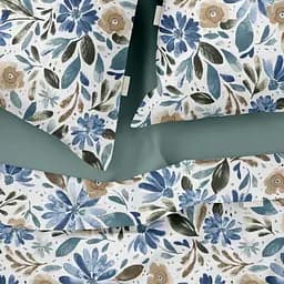 Комплект постільної білизни Cosas California flowers Євро синій (FlowersWashBlueWhite_104Ashmint_200) - мініатюра 3