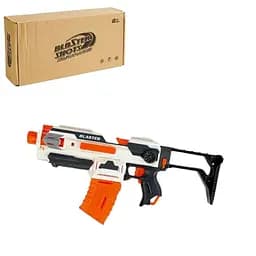 Детский бластер с мягкими патронами, белый, съемный пример и магазин.