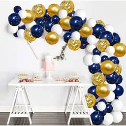 Набір для гірлянди з повітряних куль (Balloon Garland) — синьо-золота арка з кульок із конфеті декор для фотозони дня народження