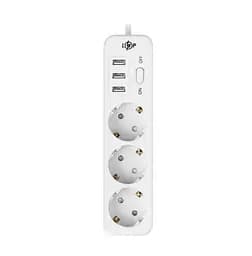Сетевой фильтр-удлинитель LogicPower PREMIUM LPX3 3 розетки, 3 USB порта, 4m, 2200Вт - мініатюра 3