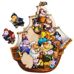 Деревянный пазл-вкладыш Бегемотики-пираты Ubumblebees (ПСД083) PSD083, 13 бегемотиков