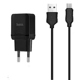 Адаптер блок і кабель зарядний комплект Hoco C22A 1USB 2.4 А Micro cable чорний