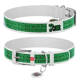 Ошейник для собак кожаный Waudog Design с QR-паспортом "Джокер" XL Ш 35 мм Д 46-59 см белый