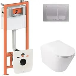 Набір Q-tap Nest 4 в 1 підвісний унітаз Swan Ultra Quiet 485x360x320 + комплект інсталяції QT16335179W45149