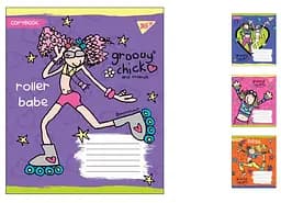 Тетради ученические 12 листов линия. YES GROOVY CHICK, 25 шт. в упаковке