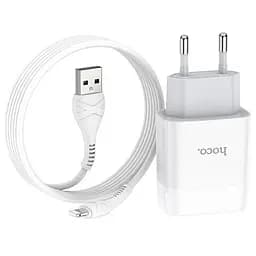 Мережевий зарядний пристрій Hoco 1USB C72A 2.1A White + USB Cable iPhone 8